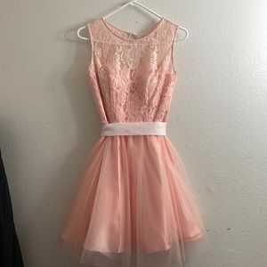 Blush pink formal dress, bought at a dress store but is from the brand Aspeed